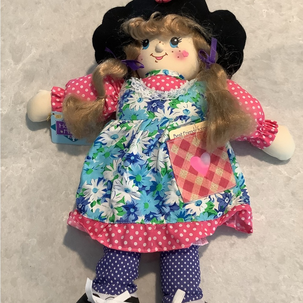 Hometown Friends Colorful Rag Doll with Floral Dress